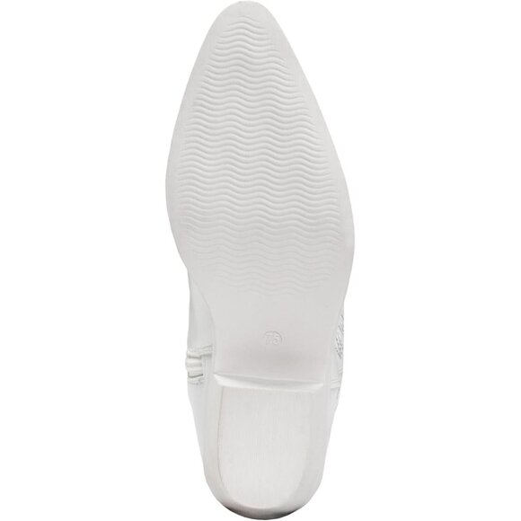 Women's White Western Cowgirl Boots Classic Pull On Pointy Toe Mid Calf - Picture 6 of 7